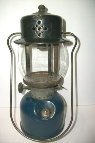 Vintage 243a Sunrise Coleman Lantern Blue And Black With Coleman Globe -