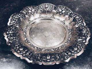 Antique 800 Silver Ornate 10” Plate Dish 433g