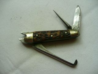 Rare Usa - Antique Plier Knife - O.  Barnett Tool Co.  Newark N.  J - Ca1899 To1912