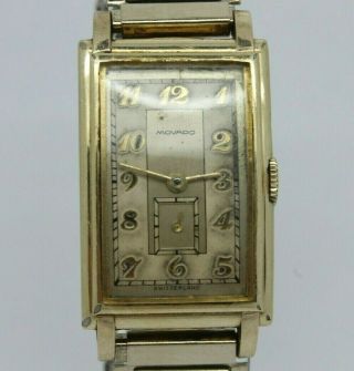 Vintage Movado Mens 14k Gf Rectangle Watch Breguet Dial Cal.  510 Usa