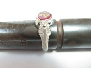 VINTAGE 1930s MANS MASONIC RING WITH NATURAL DIAMONDS AND RED STONE SIZE 13 3