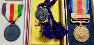 Ww2 Kia Killed In Action Cherry Blossom Medal 1928 Showa Emperor Japanese Badge