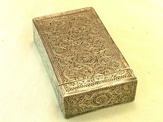 Antique Silver 925 Cigarette Case Handmade Filigree