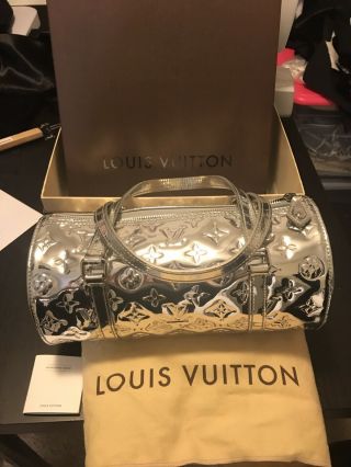 Authentic And Rare Louis Vuitton Mirror Papillon Bag Silver