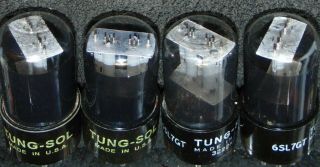 Quad Black Glass Tungsol 6SL7GT Vintage tube ' s Round Plate ' s 5691 ECC35 2