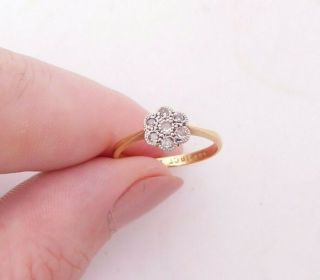 18ct Gold Platinum Diamond Ring,  Daisy Cluster Art Deco Design B&k