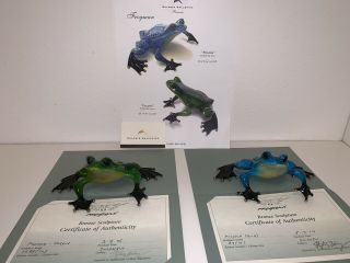 2 Frogman Tim Cotterill bronze Poloka Green & Blue Frogs.  Rare Low Edition 125 11