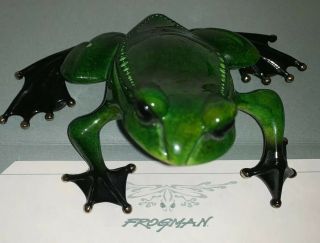 2 Frogman Tim Cotterill bronze Poloka Green & Blue Frogs.  Rare Low Edition 125 2
