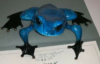 2 Frogman Tim Cotterill bronze Poloka Green & Blue Frogs.  Rare Low Edition 125 3
