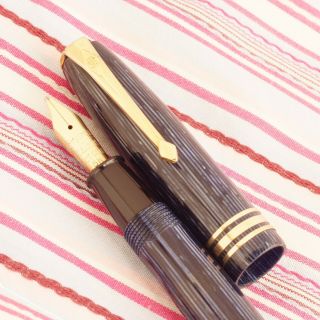 Vintage Conway Stewart 36 Blue Striated Striped Marble Deluxe Gold Fountain Pen