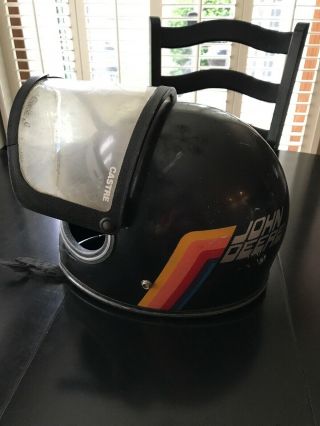 Vintage John Deere Snowmobile Motorcycle Helmet Full Mask Size Large Great Color