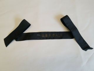 Rare Wwii Ww2 Uss Dale Dd - 353 Pearl Harbor Hat Tally Ribbon 1941 Rare