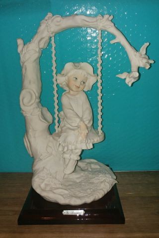 Rare Giuseppe Armani Capodimonte Figurine Of Girl On Tree Swing Florence 1986