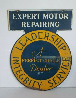 Vintage Sign A Perfect Circle Expert Motor Repair Gas Oil Auto Service Station 7