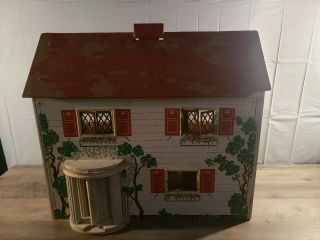 Vintage Wooden Doll House Toy Large 1940s 2 Story