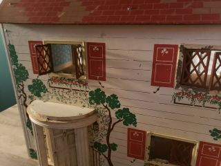 Vintage wooden Doll House Toy Large 1940s 2 Story 2