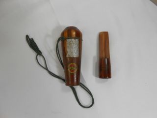 Vintage Multiwood Duck Call With String Lanyard and Kennedy Bros Label 7