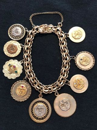 Vtg Gold Filled Charm Bracelet 9 Charms Diamond Daytons Dept Store Service 54 Gr