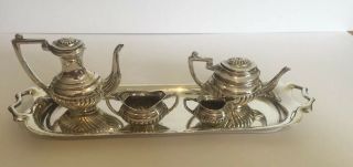 Vintage Marston & Co Birmingham Miniature Solid Silver Complete 5 Piece Tea Set