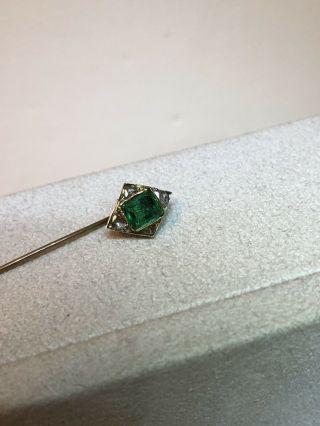 19th Century Emerald And Diamond Lapel Pin