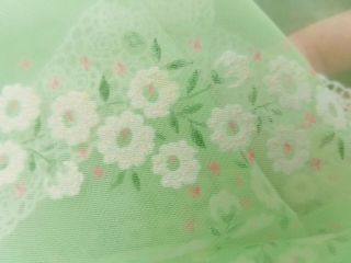 Vintage Pale Green Floral Sheer Flowers Garland Flocked Fabric 5 yds X 48 