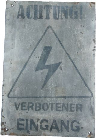 Germany Sign Attention Forbidden Entry German Plate Danger Military Metal Iron