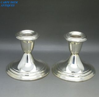 Vintage Pair Solid Sterling Silver Candlesticks 584g Gorham,  Usa C1960