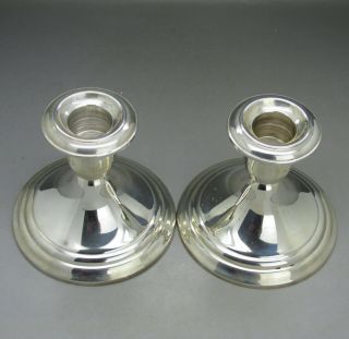 VINTAGE PAIR SOLID STERLING SILVER CANDLESTICKS 584g GORHAM,  USA c1960 2