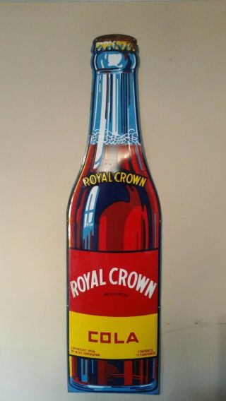 Vintage Rc Royal Crown Cola Soda Pop Bottle 58 " ×15 1/2 " Embossed Metal Sign Nehi