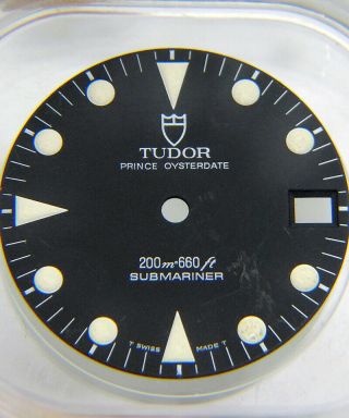 Vintage Tudor Submariner 76100 Matte Black Tritium Watch Dial