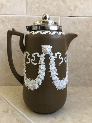 Antique 1860’s Dudson Jasperware Coffee Tea Chocolate Pot W/ Rare Silver Lids 3