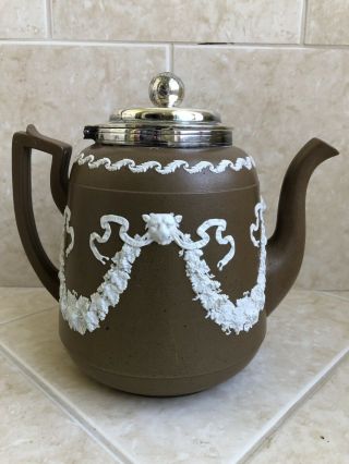 Antique 1860’s Dudson Jasperware Coffee Tea Chocolate Pot W/ Rare Silver Lids 5
