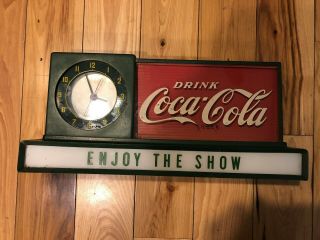 Vintage Clock Coca Cola - Enjoy The Show - Movie Theatre Display