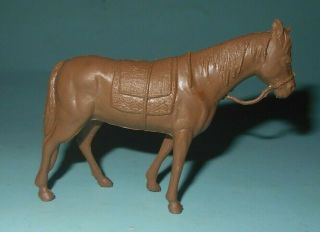 1950 - 60 Marx Western Play Set Chocolate Brown Plastic 54mm Standing Indian Horse