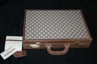 Vintage 1970s Gucci Plus G Insignia Double Lock Briefcase