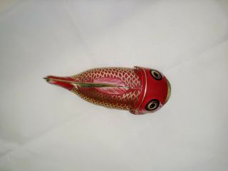 VINTAGE China 60s ' Marvelous Mechanical Tin Toy Whale eating Fish 2