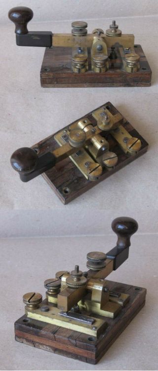 Antique German Prussian Brass Morse Telegraph Key Lewiert Berlin Ca 1900s Rare