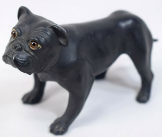 Vintage Wedgwood Black Basalt Bulldog Dog Figurine,  England,  1910 ' s?,  Glass Eyes 2