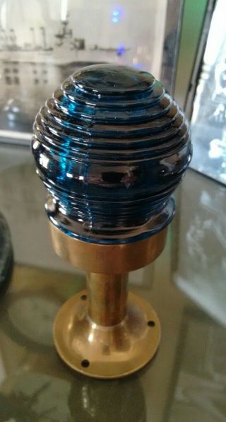 Antique Vintage PERKO Beehive Brass Stern Light Chris Craft GarWood Boat Blue 3