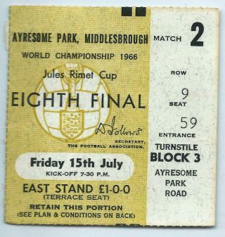 RARE SET World Cup July 1966 Ayresome Pk Middlesbrough England 3 tickets,  wallet 4