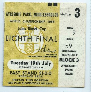 RARE SET World Cup July 1966 Ayresome Pk Middlesbrough England 3 tickets,  wallet 5