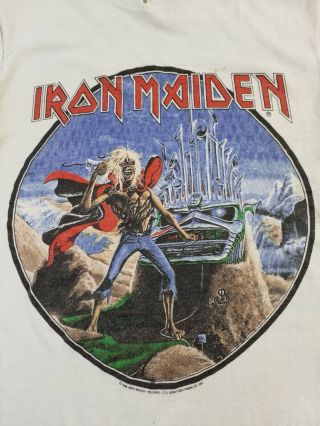Vtg 1986 Iron Maiden Phantom Of The Opera Tour Thrashed T Shirt 50/50 Med Usa