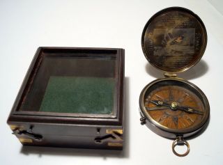 Antique Brass Maritime Titanic Compass With Black Handmade Wooden Box Gift Item