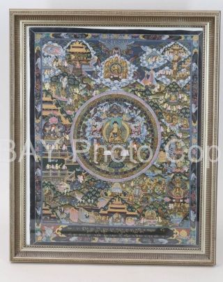Antique Framed Tibetan Thangka Painting Life Of Buddha 19.  5 " X 10.  25 "