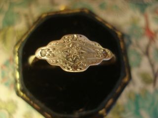 Very Pretty Antique Art Deco: 5 Sparkling Diamonds Set Platinum & 18ct Gold Ring