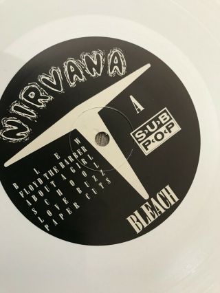 Nirvana Bleach White Vinyl First Pressing 1989.  Sub Pop Rare 6