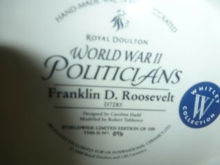 Franklin D.  Roosevelt by Royal Doulton.  D7285 World War II Politicians.  Rare. 5