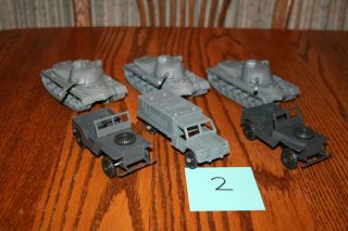 Set Of 3 Timmee Army Tank Clones,  Truck,  & 2 Jeeps 2 - Auburn Marx Mpc Payton