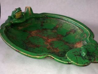 Vintage American Art Pottery Signed Weller Coppertone Bowl Flower Frog