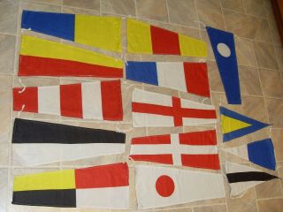 14 Nautical Maritime Signal Code Flags Boating Sailing Collectible Cotton Flags